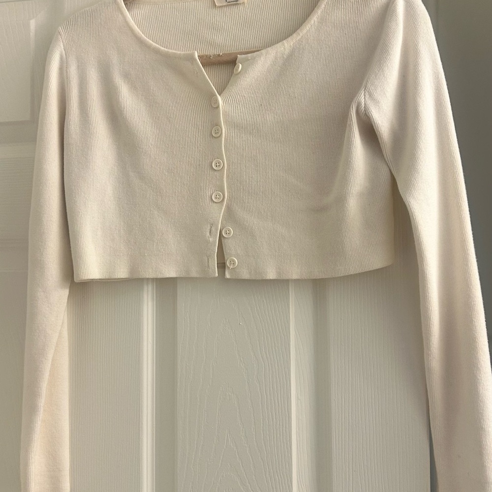 Brandy Melville Off-White Button-Up Cardigan